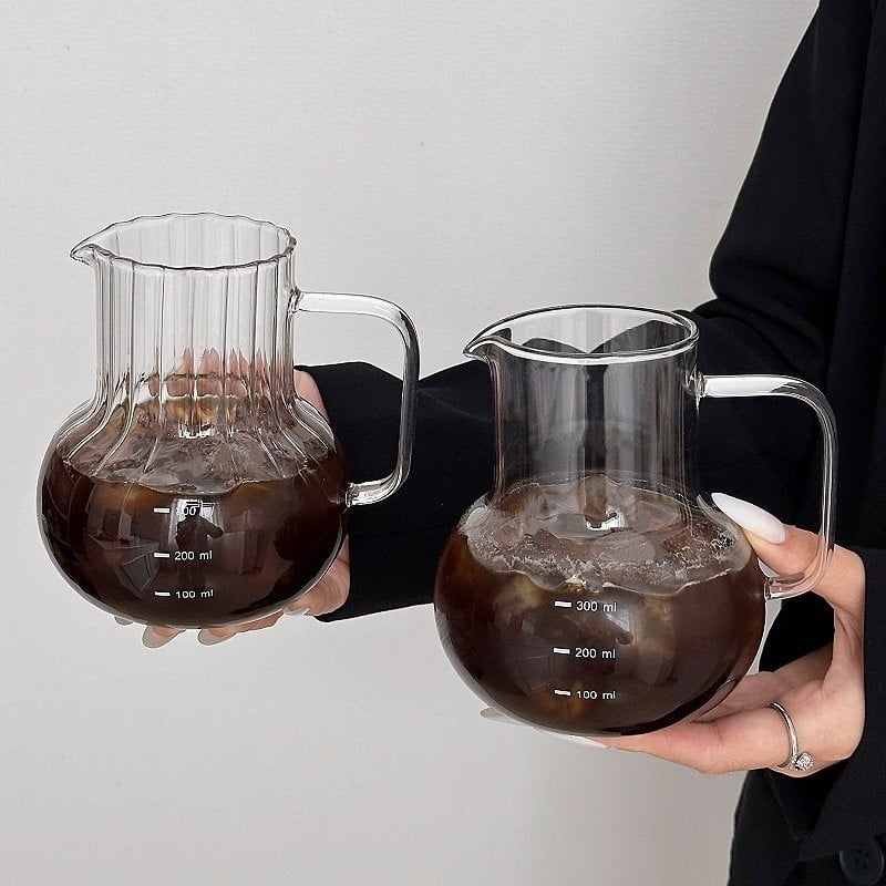 Ceainic din sticlă borosilikat rezistent la căldură pentru cafea pour-over, cu mâner