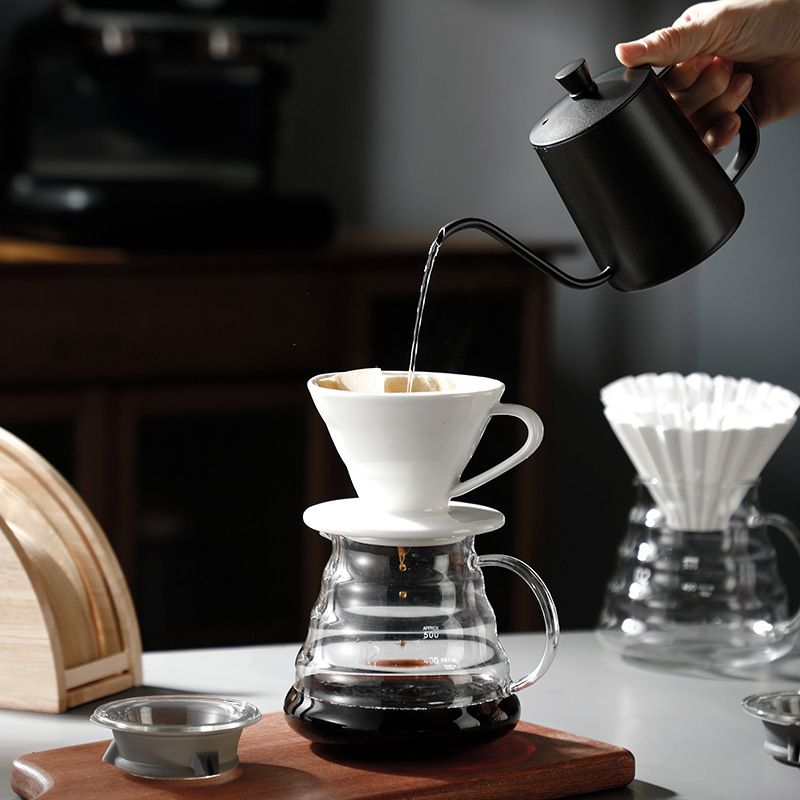 Cană de cafea din sticlă rezistentă la căldură, pentru filtru turnat manual, 360ml/600ml