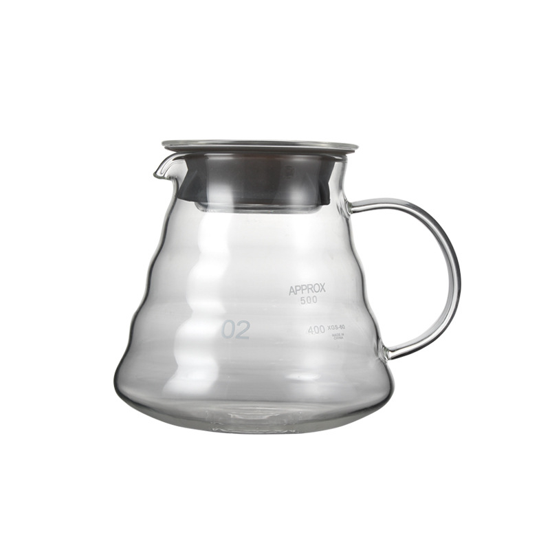 Cană de cafea din sticlă rezistentă la căldură, pentru filtru turnat manual, 360ml/600ml