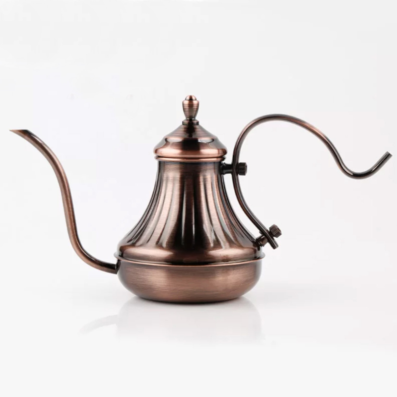 Ceainic pour-over din oțel inoxidabil 304, gură lungă îngustă, finisaj bronz