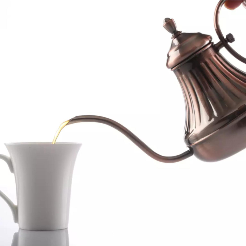 Ceainic pour-over din oțel inoxidabil 304, gură lungă îngustă, finisaj bronz