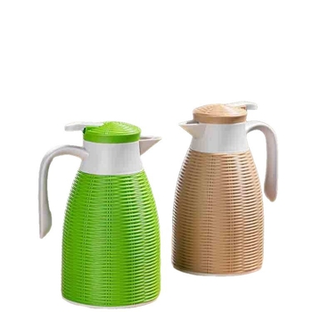 Ceainic izolat din bambus împletit, retro, cu interior din sticlă dublu-strat; apă fierbinte pentru casă și birou; oală pentru cafea și ceai.
