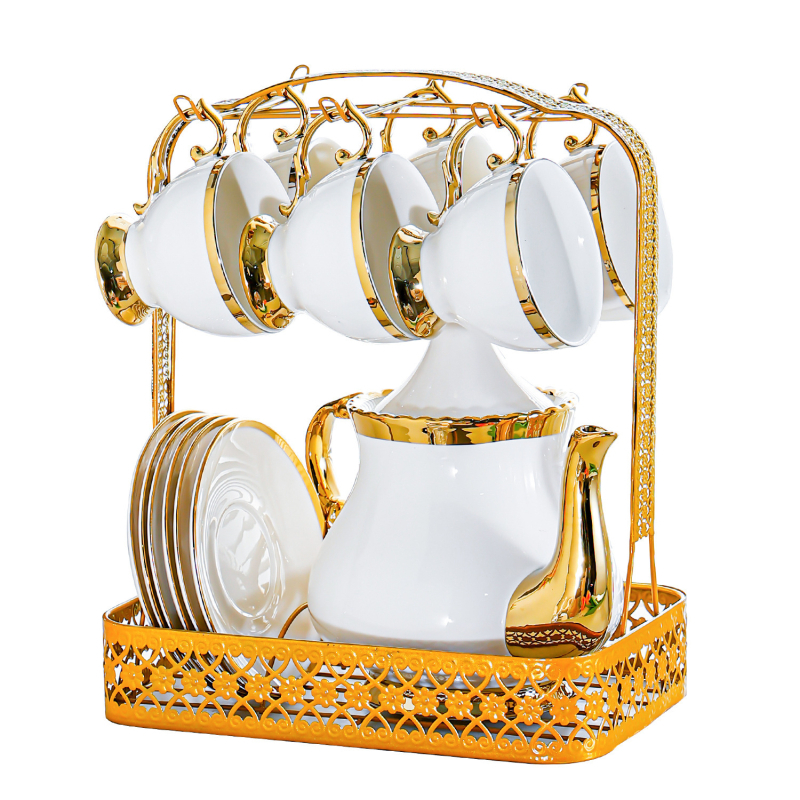 Set ceramic de cafea și farfurioare cu design european minimalist pentru birou și ceaiul de după-amiază, protecție împotriva arsurilor