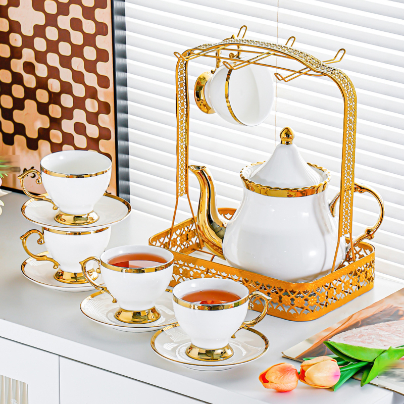 Set ceramic de cafea și farfurioare cu design european minimalist pentru birou și ceaiul de după-amiază, protecție împotriva arsurilor