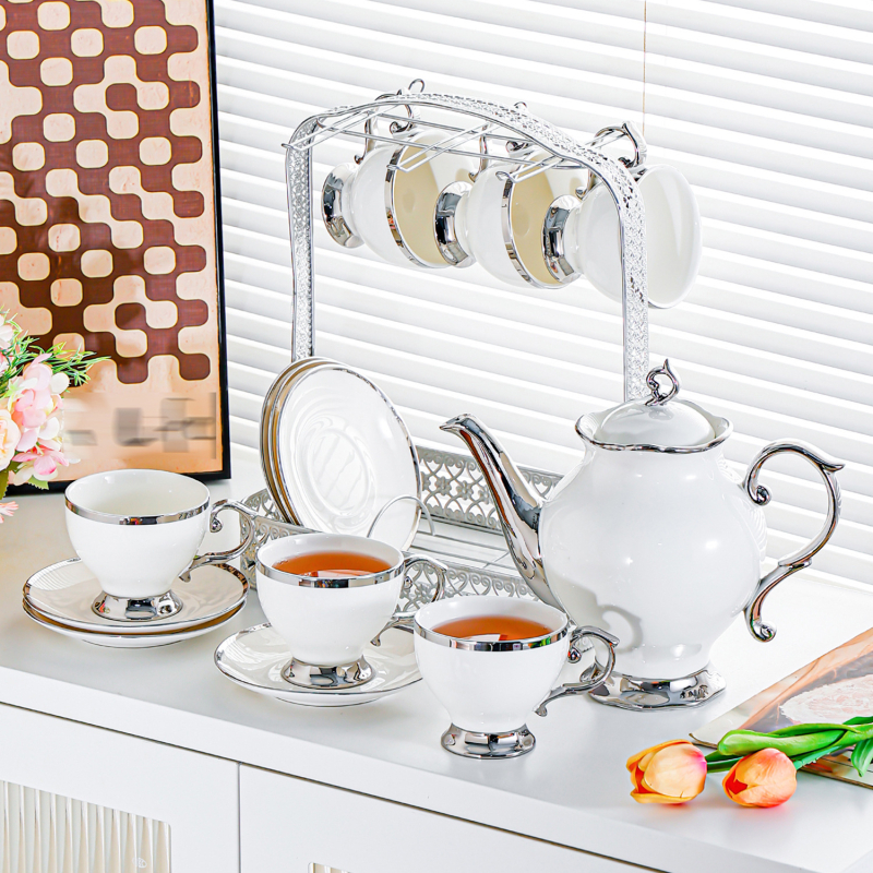 Set ceramic de cafea și farfurioare cu design european minimalist pentru birou și ceaiul de după-amiază, protecție împotriva arsurilor