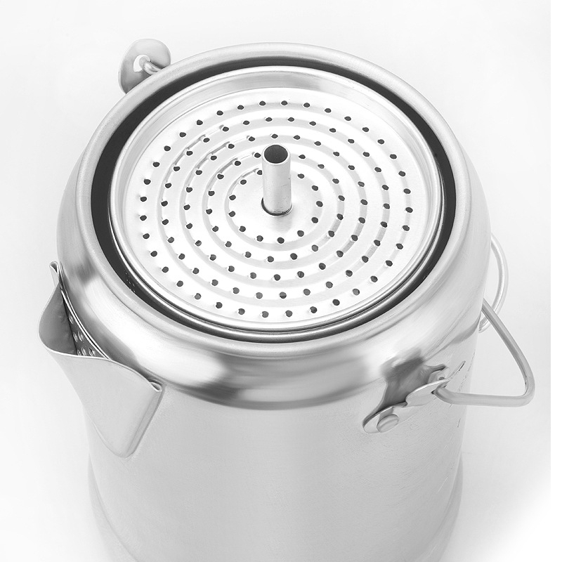 Ceainic din oțel inoxidabil pentru cafea și ceai, capacitate 9 căni, filtrare prin picurare și fierbere, uz comercial