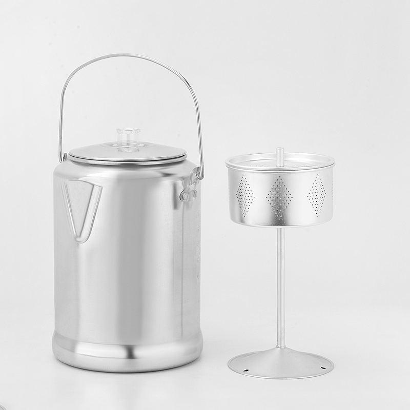 Ceainic din oțel inoxidabil pentru cafea și ceai, capacitate 9 căni, filtrare prin picurare și fierbere, uz comercial