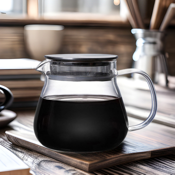Vas de cafea din sticla cu capac, pentru uz casnic – recipient filtrant portabil pentru cold brew și preparare prin turnare manuală.