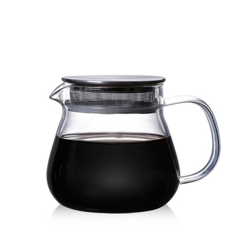 Vas de cafea din sticla cu capac, pentru uz casnic – recipient filtrant portabil pentru cold brew și preparare prin turnare manuală.