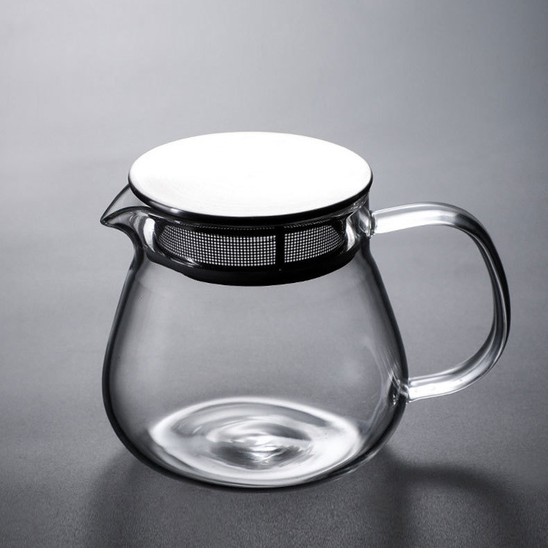 Vas de cafea din sticla cu capac, pentru uz casnic – recipient filtrant portabil pentru cold brew și preparare prin turnare manuală.
