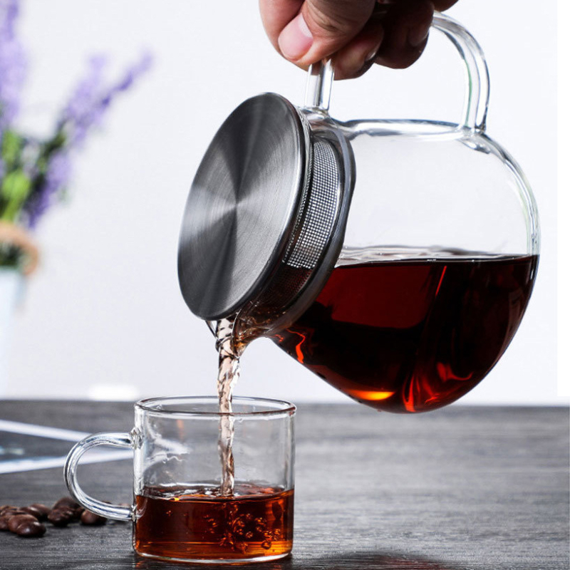 Vas de cafea din sticla cu capac, pentru uz casnic – recipient filtrant portabil pentru cold brew și preparare prin turnare manuală.