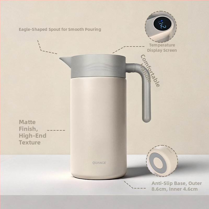 Termos izolat cu afișaj de temperatură, interior și exterior din oțel inoxidabil 304, capacitate mare, termos pentru cafea și ceai, recipient de apă