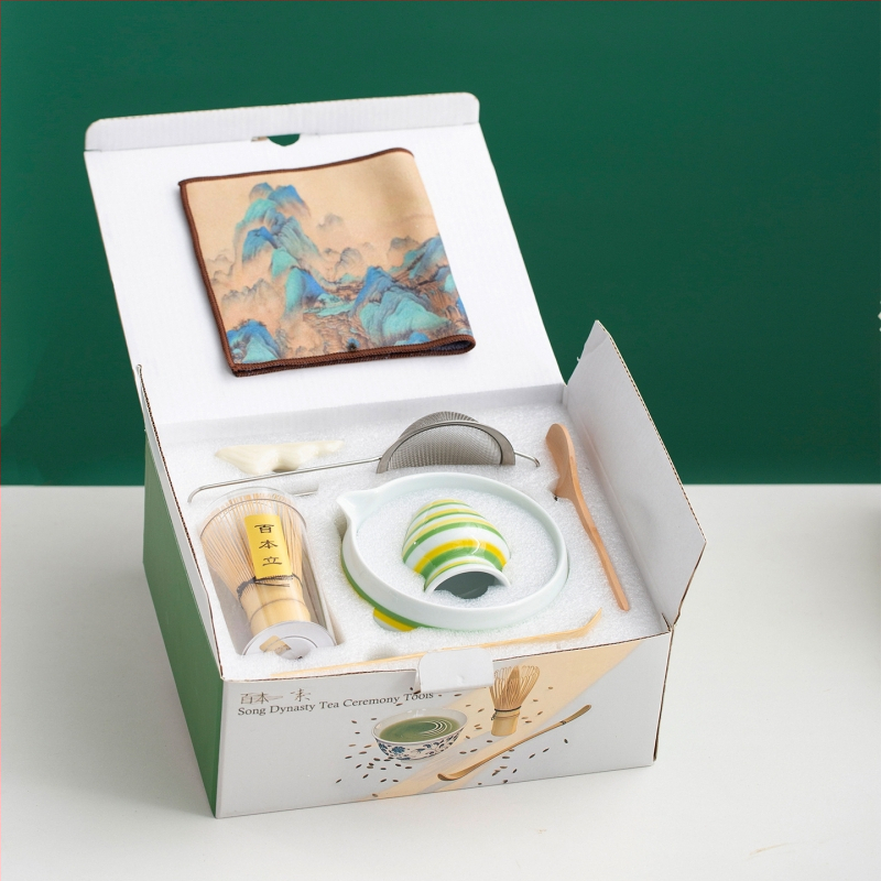 Set ceramic de matcha cu bol și tel pentru uz casnic