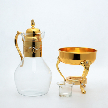 Set de 3 cafetiere metalice vintage, finisaj oglindit, carafă de sticlă compatibilă cu încălzirea