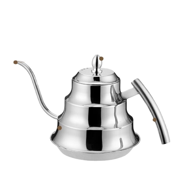 Ceainic din oțel inoxidabil pentru cafea cu filtru, 1,2 L, gură lungă, pentru uz casnic, cafenele și hoteluri.