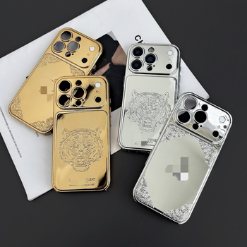Luksuzni zaštitni kućište s elektropoliranom zlatnom tigrovom glavom za iPhone 17 Pro Max, kompatibilno s iPhone 16 i modelima 15/14/13