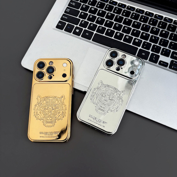 Luksuzni zaštitni kućište s elektropoliranom zlatnom tigrovom glavom za iPhone 17 Pro Max, kompatibilno s iPhone 16 i modelima 15/14/13