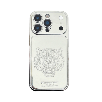 Luksuzni zaštitni kućište s elektropoliranom zlatnom tigrovom glavom za iPhone 17 Pro Max, kompatibilno s iPhone 16 i modelima 15/14/13