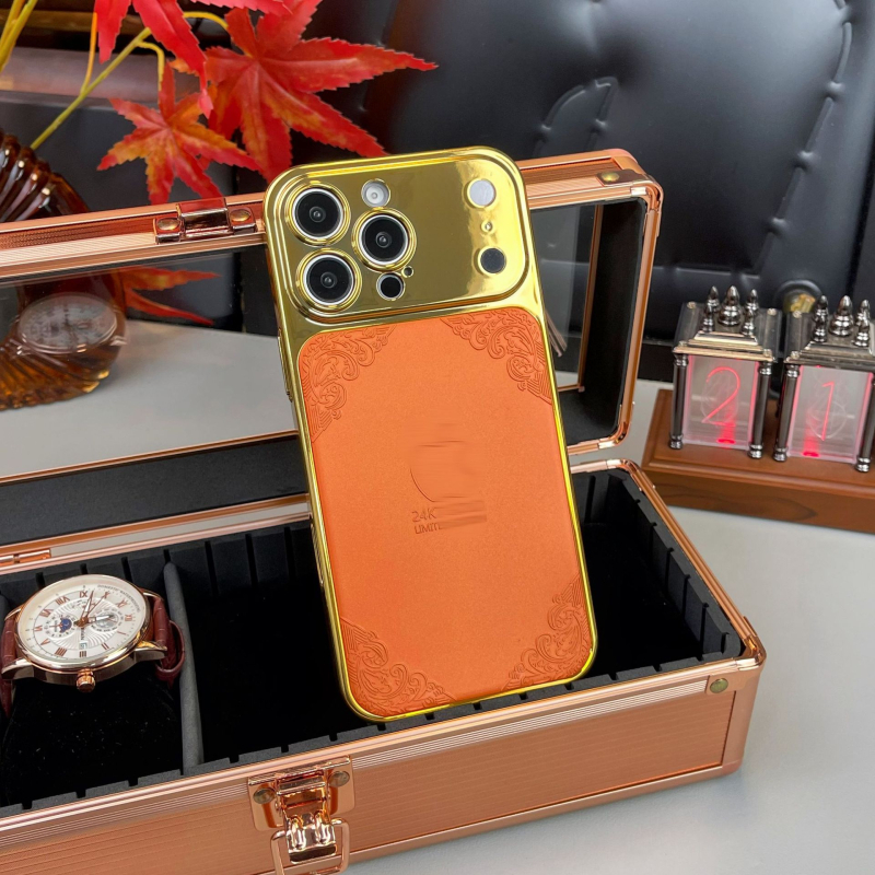 Luksuzni zaštitni kućište s elektropoliranom zlatnom tigrovom glavom za iPhone 17 Pro Max, kompatibilno s iPhone 16 i modelima 15/14/13