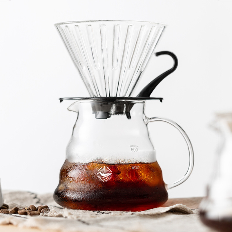 CAFEDE KONA cană de cafea pour-over din sticlă rezistentă la căldură, 360/600 ml, cană de partajare în formă de nor