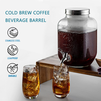 Set din sticlă pentru Cold Brew cu robinet, ceainic din sticlă și borcan din sticlă pentru fructe