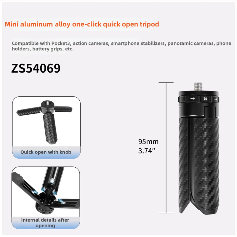 Mini statív so stabilizátorom gimbal pre živé vysielanie, otvorenie jedným tlačidlom, Pocket4 predĺženie selfie tyče