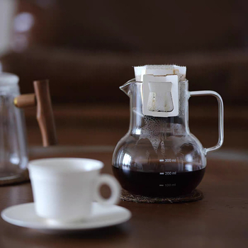 Cana de cafea din sticlă borosilicat rezistentă, transparentă, cu mâner, pentru cafea preparată manual