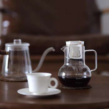 Cana de cafea din sticlă borosilicat rezistentă, transparentă, cu mâner, pentru cafea preparată manual