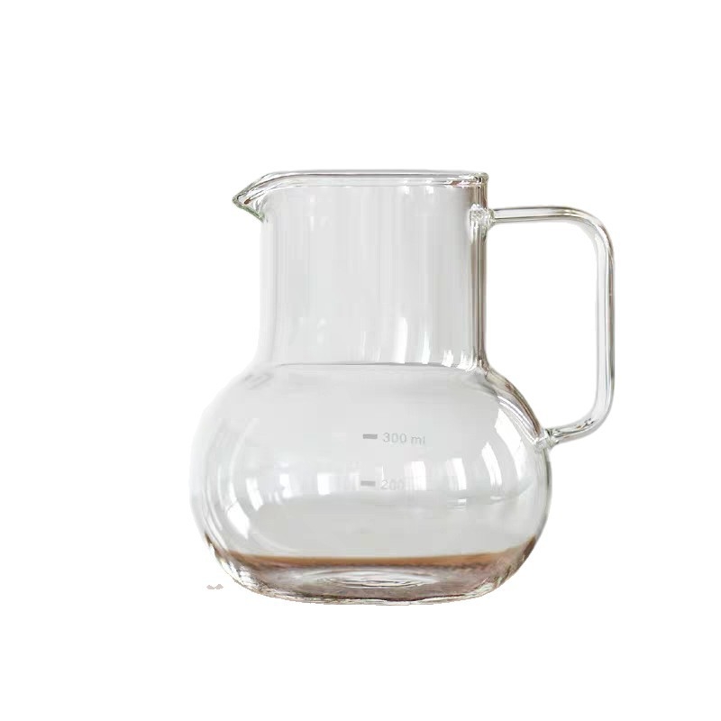 Cana de cafea din sticlă borosilicat rezistentă, transparentă, cu mâner, pentru cafea preparată manual