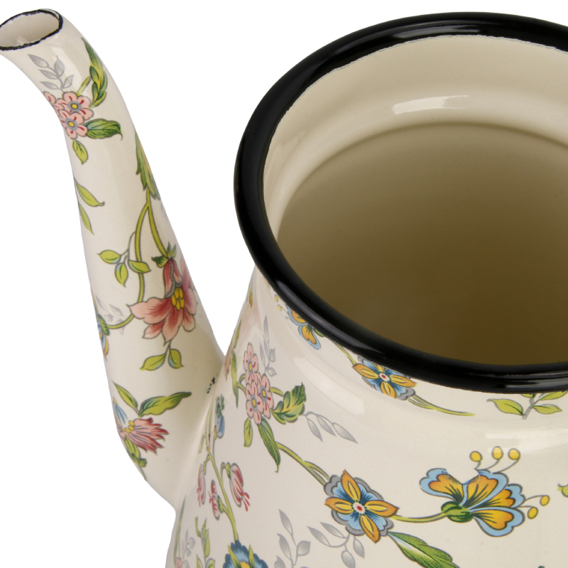 Ceainic emailat pentru turnare cu mâner din lemn, ceramic, pentru cafea și ceai, stil retro