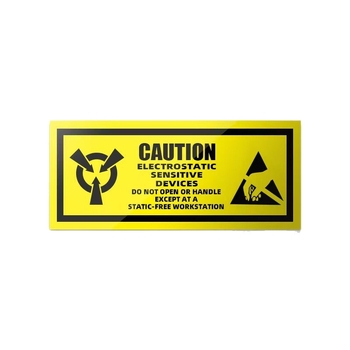 CAUTINO Etichetă de avertizare ESD – etichetă adezivă galbenă pentru sigilarea hard disk-ului (48x48mm, 50x15mm, 55x25mm)