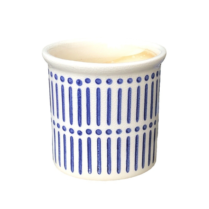 Ghiveci ceramic respirabil, în nuanțe alb-albastru Morandi Mediterranean, stil nordic; potrivit pentru Phalaenopsis și hiacint