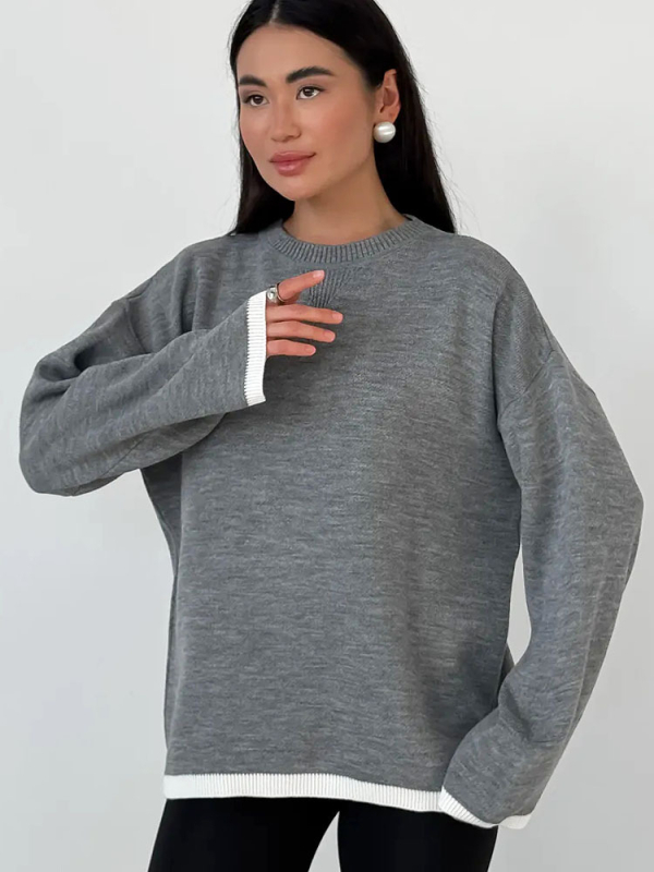 Női oversize kapucnis kötött pulóver, laza szabású
