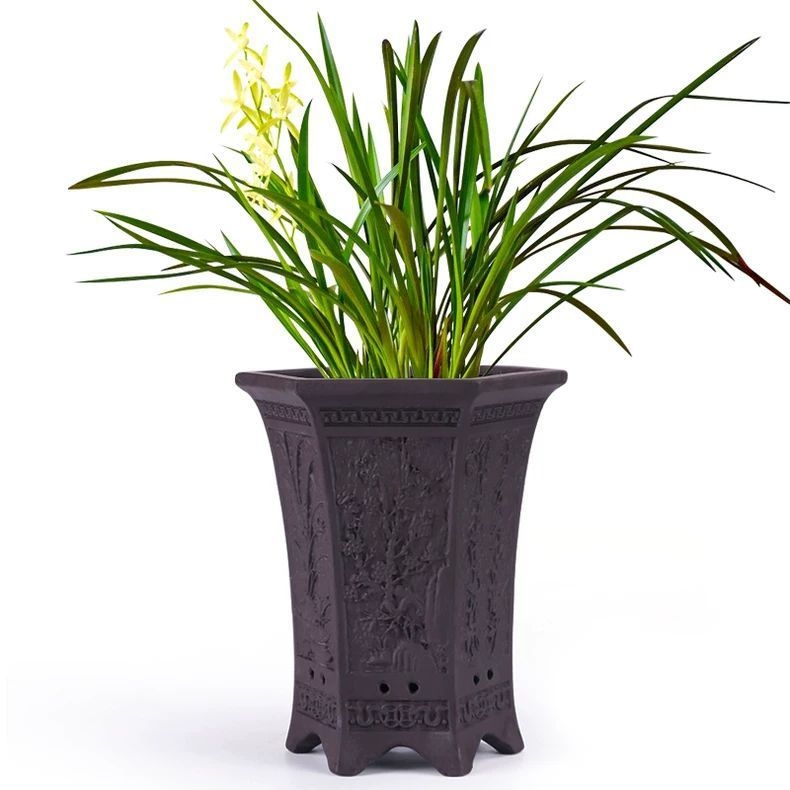 Ghiveci ceramic pentru orchidă din lut mov, model creativ nou, diametru mare, pentru casă și birou, respirabil
