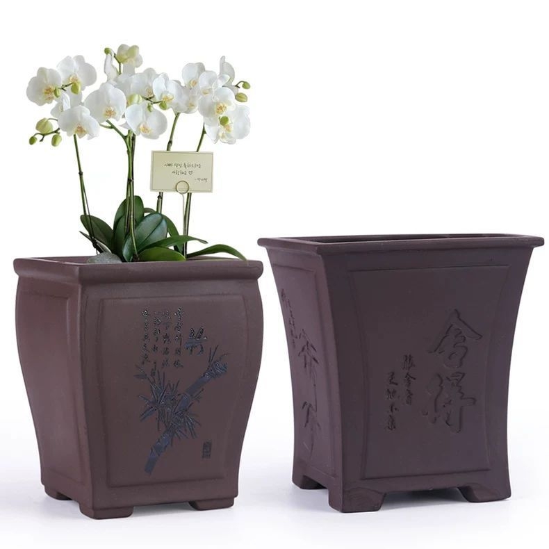Ghiveci ceramic pentru orchidă din lut mov, model creativ nou, diametru mare, pentru casă și birou, respirabil