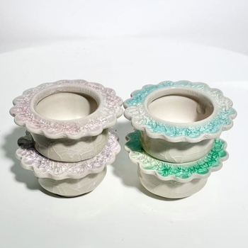 Ghiveci ceramic pentru suculente, glazură cracklată, design minimalist pentru birou