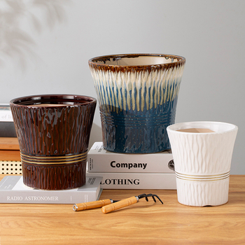 Ghiveci ceramic pentru interior, diametru mare, stil nordic, extra mare