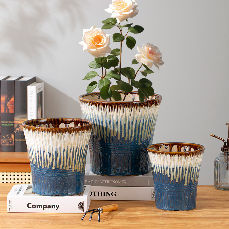 Ghiveci ceramic pentru interior, diametru mare, stil nordic, extra mare