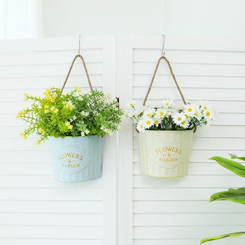 Ghiveci de perete din fier, găleată atârnată pentru flori uscate – decor de perete