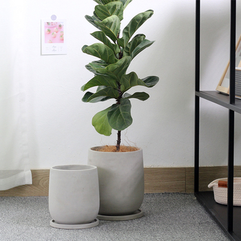 Ghiveci de podea din ciment, rotund, în stil Nordic, minimalist, permeabil la aer, mare, cu tavă