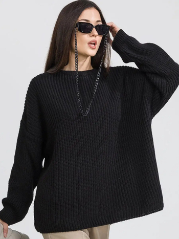 Női oversized kapucnis kötött pulóver laza szabású
