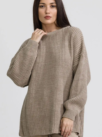 Női oversized kapucnis kötött pulóver laza szabású