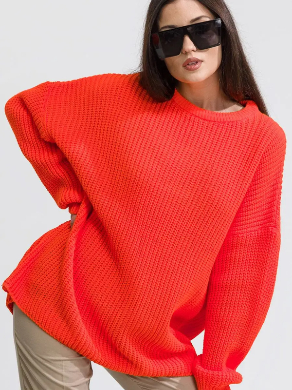 Női oversized kapucnis kötött pulóver laza szabású