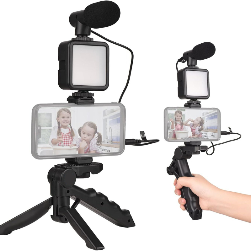 Profesionalni set za mobilni livestream s LED rasvjetom, mikrofonom i opremom za kratke videozapise