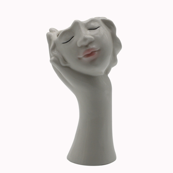 Vază ceramică în stil nordic, statuetă decorativă pentru living, vază pentru flori uscate, în formă de corp uman, handmade.
