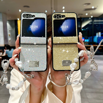Zaštitna futrola za Samsung Z Flip6/Z Flip5, savitljivi telefon, s glitter narukvicom