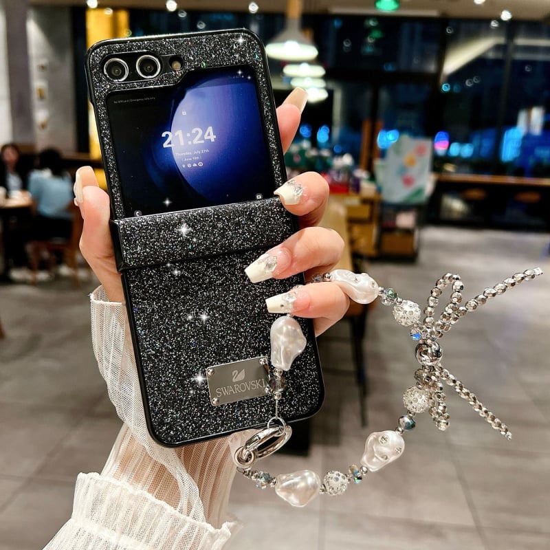 Zaštitna futrola za Samsung Z Flip6/Z Flip5, savitljivi telefon, s glitter narukvicom