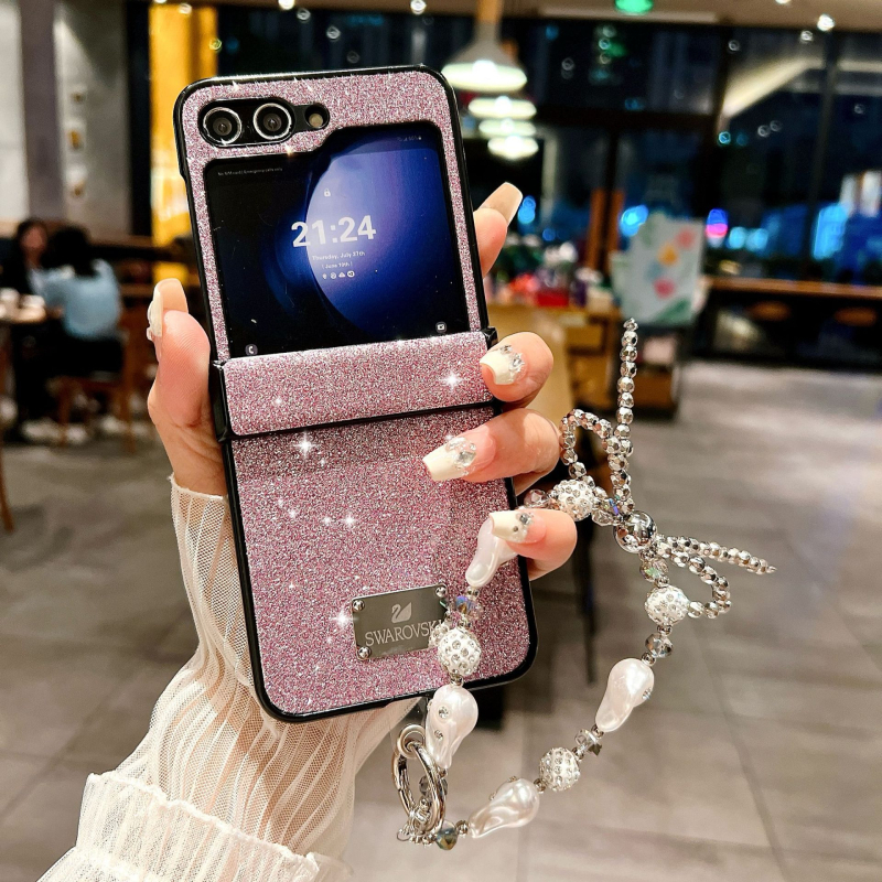 Zaštitna futrola za Samsung Z Flip6/Z Flip5, savitljivi telefon, s glitter narukvicom