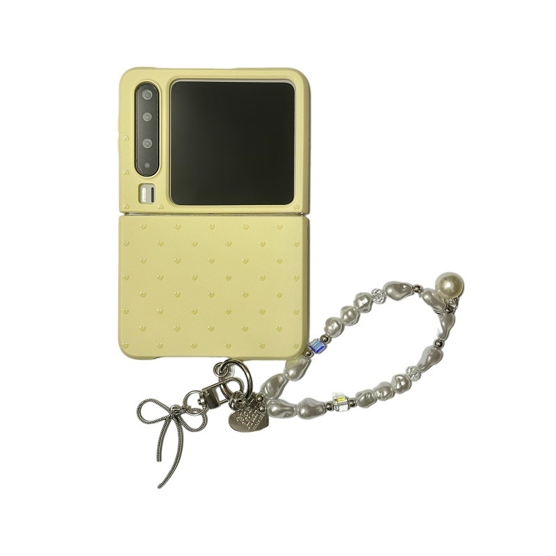 Zaštitna maska mliječno žute boje s dizajnom srca preko cijelog zaslona za Huawei Pura XMAX sklopni i Samsung Z Flip7