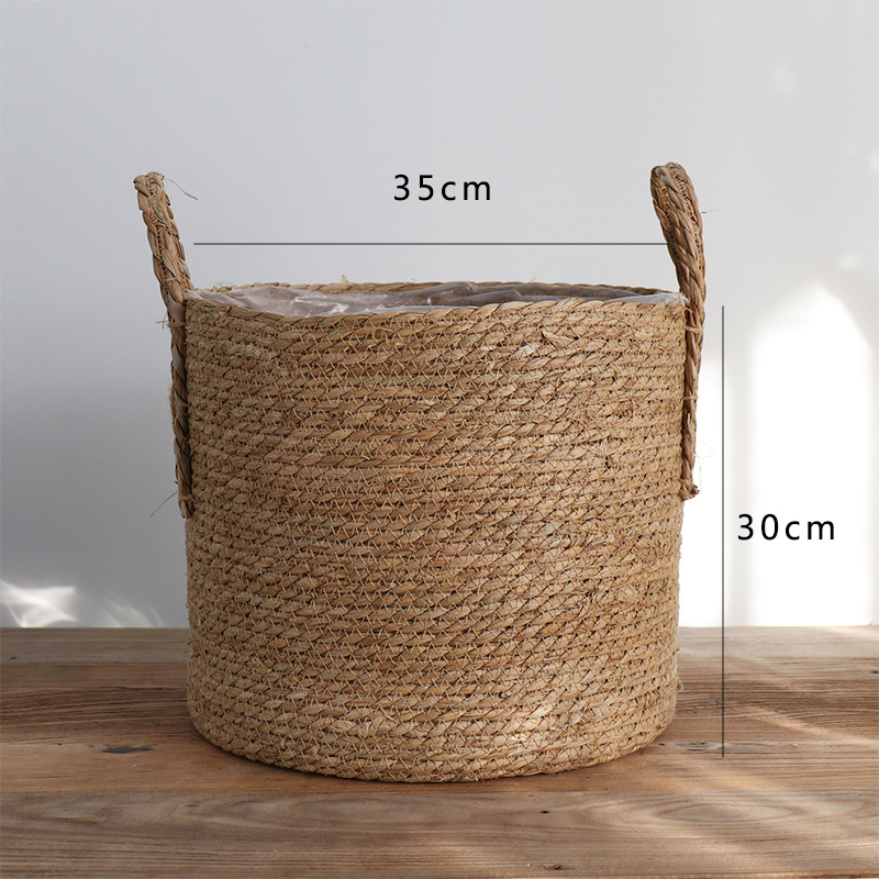 Set nordic împletit din ratan pentru ghivece cu suport la podea, decor interior de lux